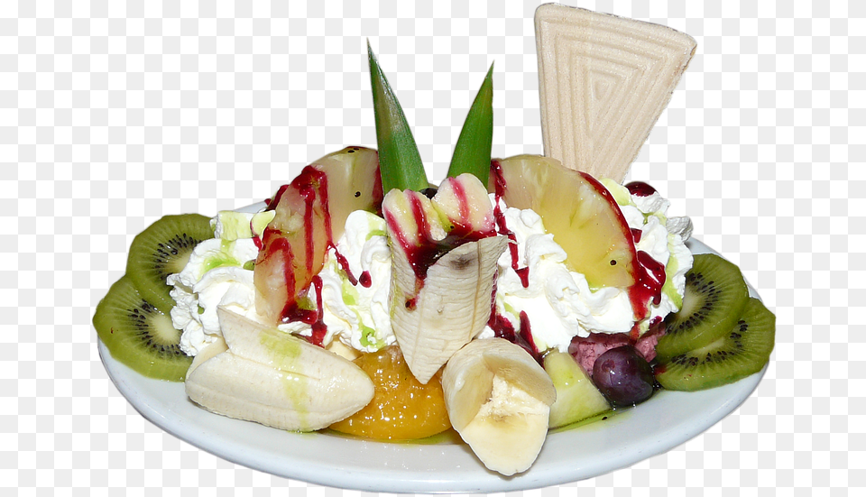 Laminated Poster Fruits Fruit Dessert Ice Cream Sundae Fruit Ice Cream, Banana, Produce, Plant, Food Presentation Png Image