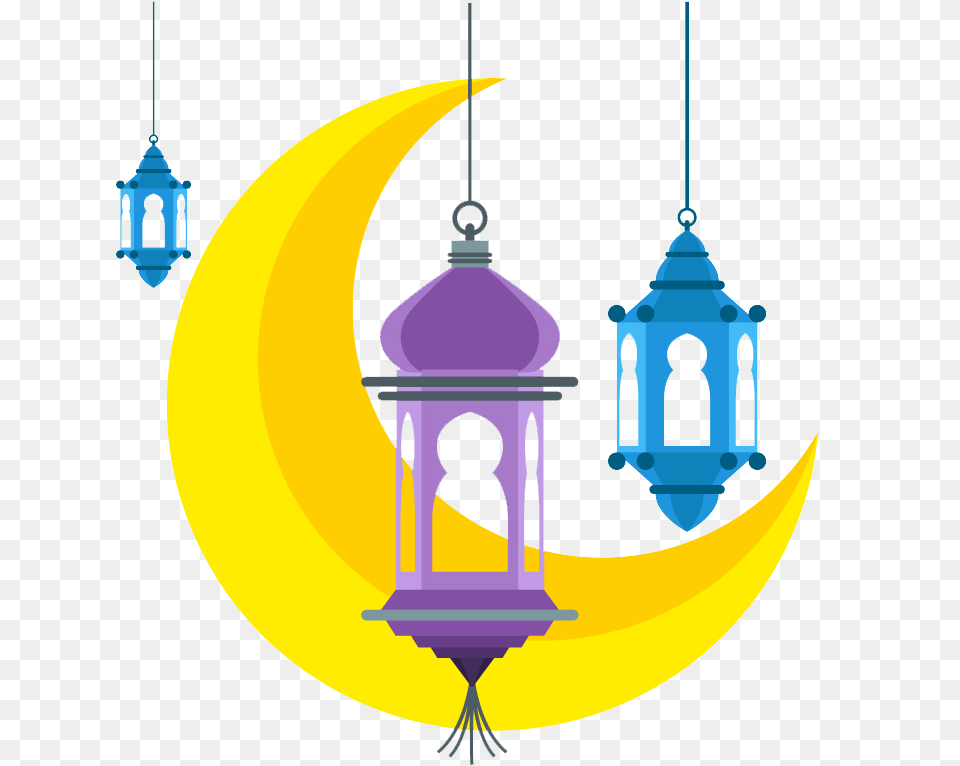 Lamp Clipart Islamic Eid Mubarak Lamp, Chandelier, Night, Nature, Moon Png Image