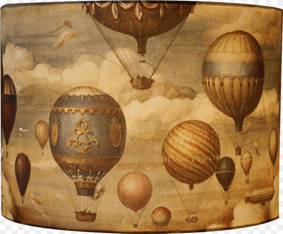 Lampshade With Hot Air Balloon Design Hot Air Balloon Drum Lampshade, Aircraft, Hot Air Balloon, Transportation, Vehicle Free Png Download