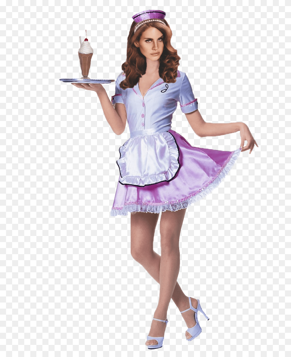 Lana Del Rey Dressed As An Adorable 50 S Car Hop Waitress Lana Del Rey Waitress, Clothing, Costume, Person, Head Free Transparent Png