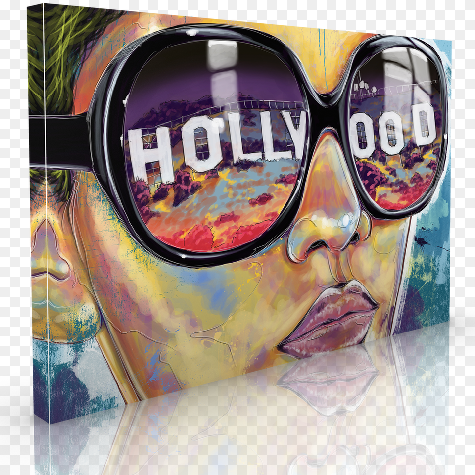 Land Of Dreams Hollywood Sign Canvas Wall Art Landing Maxwell Dickson Land Of Dreams Graphic Art, Accessories, Painting, Sunglasses, Male Png Image