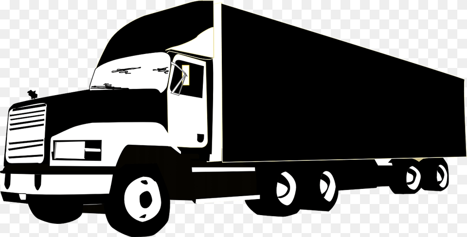 Land Transportation Black And White Transparent Cargo Truck Clipart, Moving Van, Trailer Truck, Van, Vehicle Png