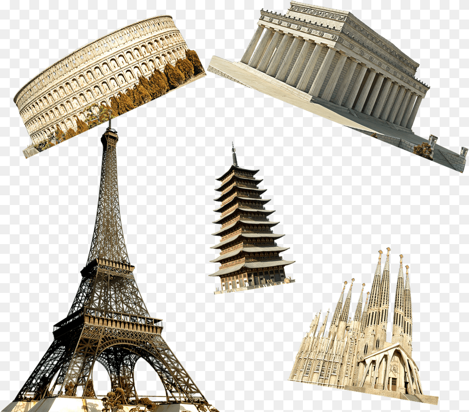 Landmark Buildings In France Image Paris Tour Eiffel, Silhouette, Stencil, Symbol, Cross Png