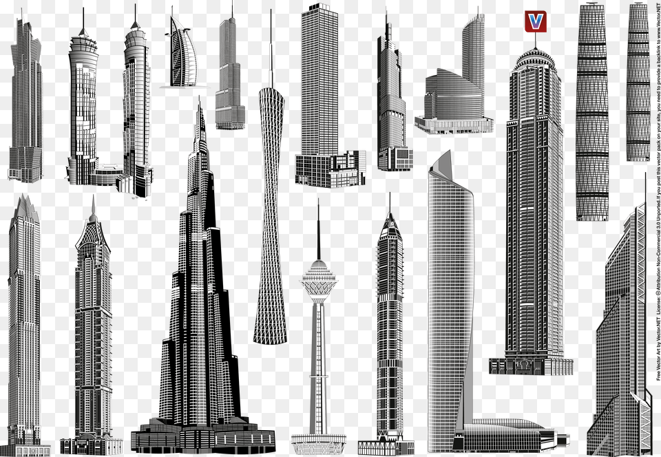 Landmark Skyscrapers Vectors, Architecture, Skyscraper, Metropolis, Urban Png