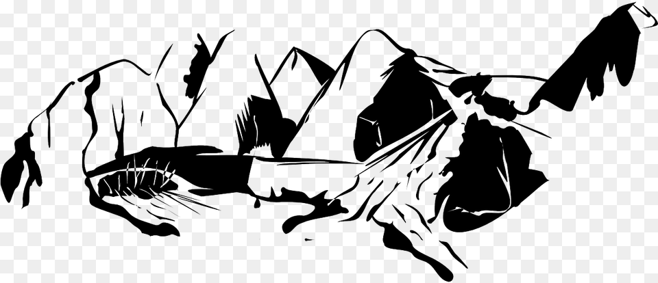 Landscape Mountain Mountains Clip Art Black And White Mountain, Drawing Free Png