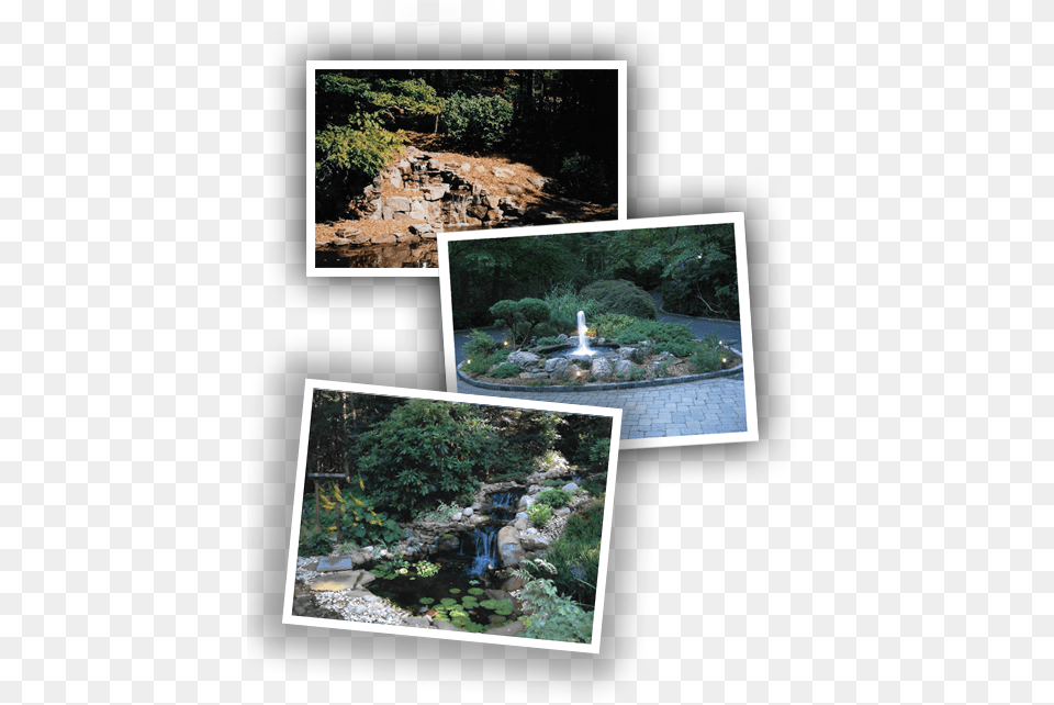 Landscape Ponds And Waterfalls In Long Island Ny New York, Architecture, Water, Fountain, Collage Png
