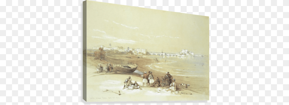 Landscape With Figures Outside The City Canvas Print Sidon, Art, Painting, Person, Boat Png Image