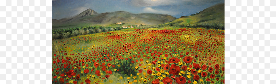 Landscape With Poppies Painting, Countryside, Rural, Outdoors, Nature Free Transparent Png