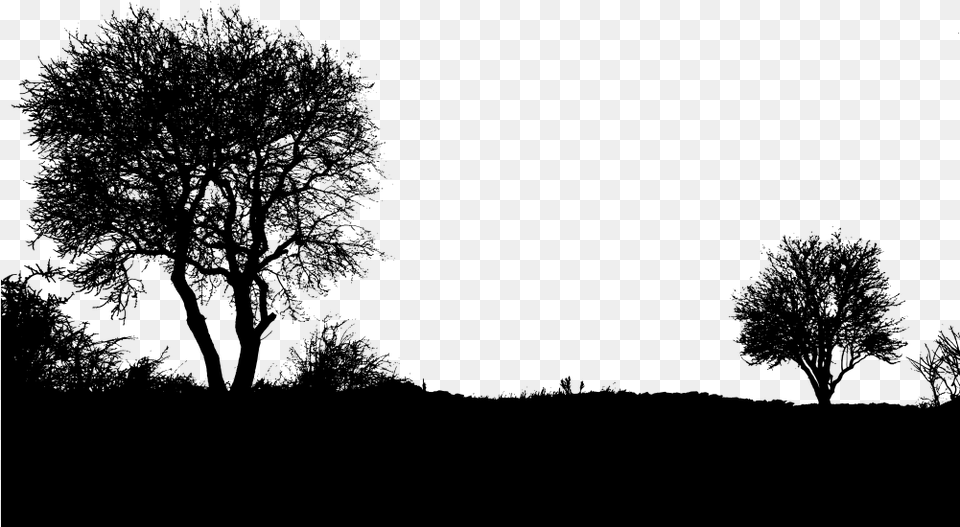 Landscaping Clipart Landscaping Tool Tree Landscape Silhouette, Gray Free Png