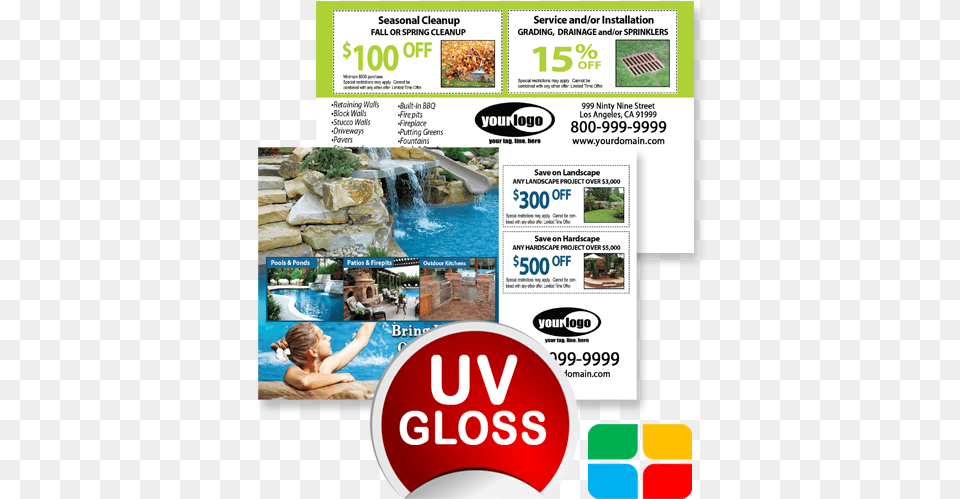 Landscaping Postcards 4 X 6 Uv Hardscaping Ads Or Flyers, Advertisement, Poster, Water Png