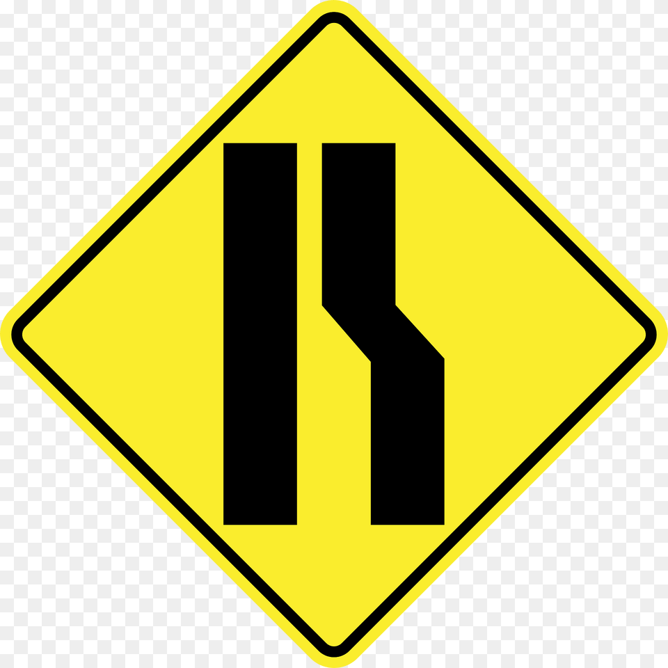 Lane Ends Ahead Sign In Argentina Clipart, Symbol, Road Sign Png Image