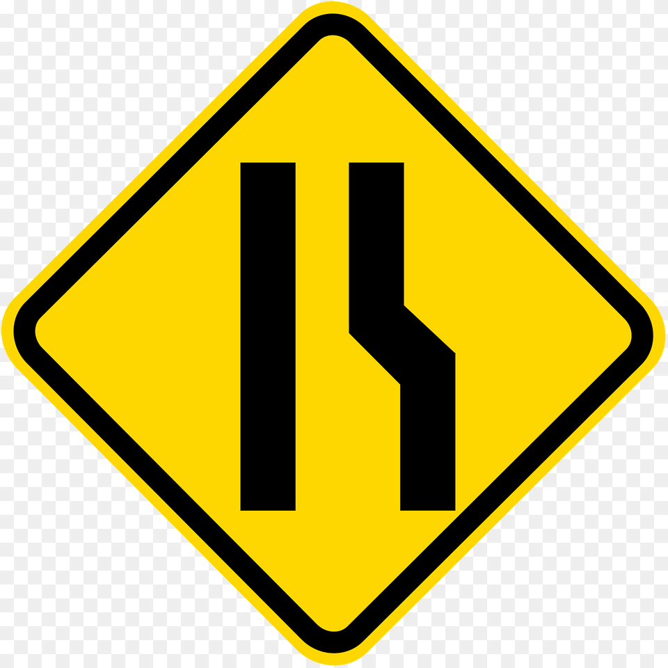 Lane Ends Ahead Sign In Brazil Clipart, Road Sign, Symbol Free Transparent Png