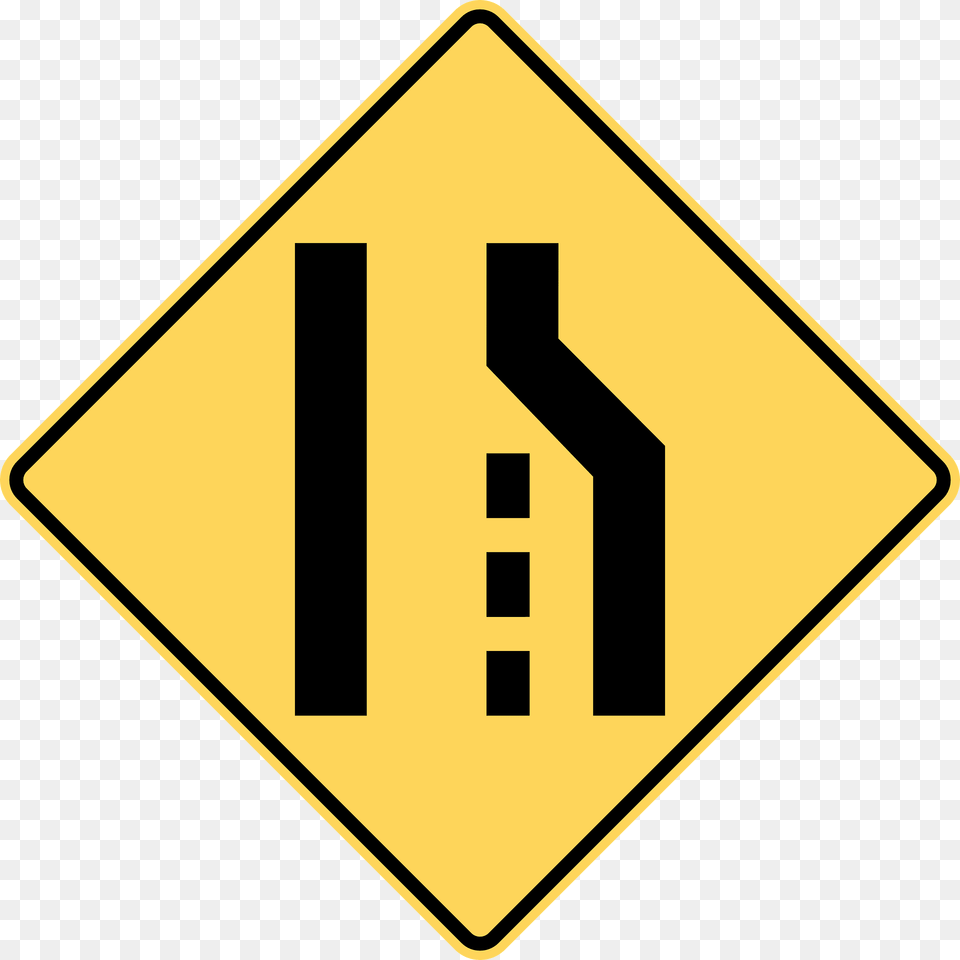 Lane Ends Ahead Sign In British Columbia Clipart, Road Sign, Symbol Free Transparent Png