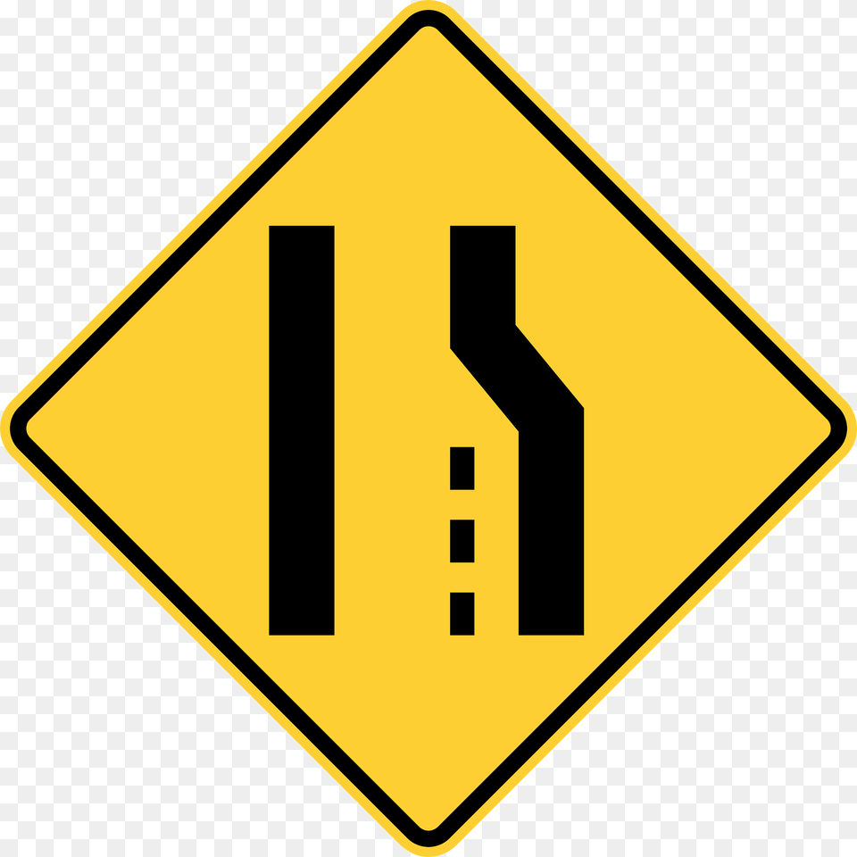 Lane Ends Ahead Sign In Canada Clipart, Road Sign, Symbol Free Png