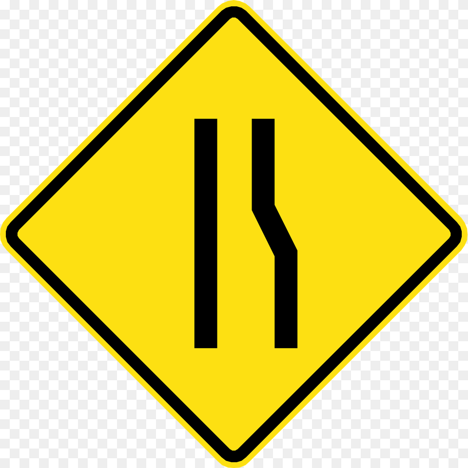 Lane Ends Ahead Sign In Chile Clipart, Road Sign, Symbol Png