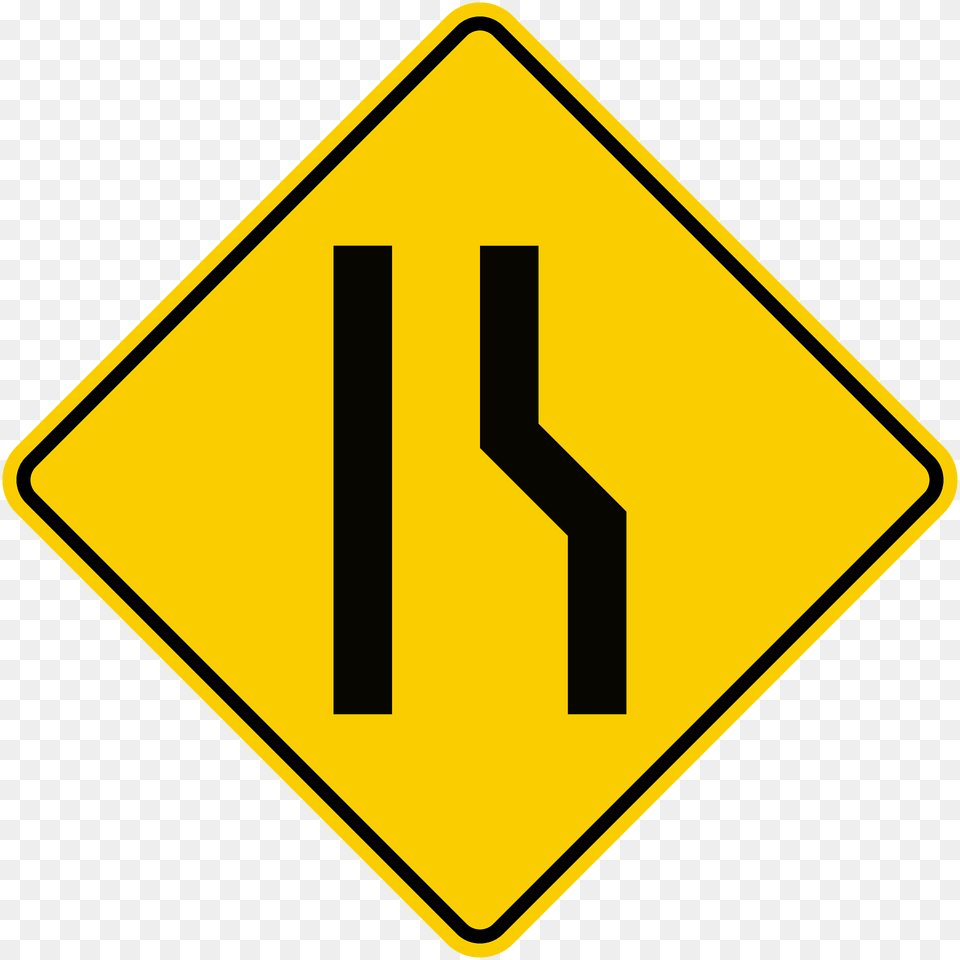 Lane Ends Ahead Sign In Colombia Clipart, Road Sign, Symbol Free Transparent Png