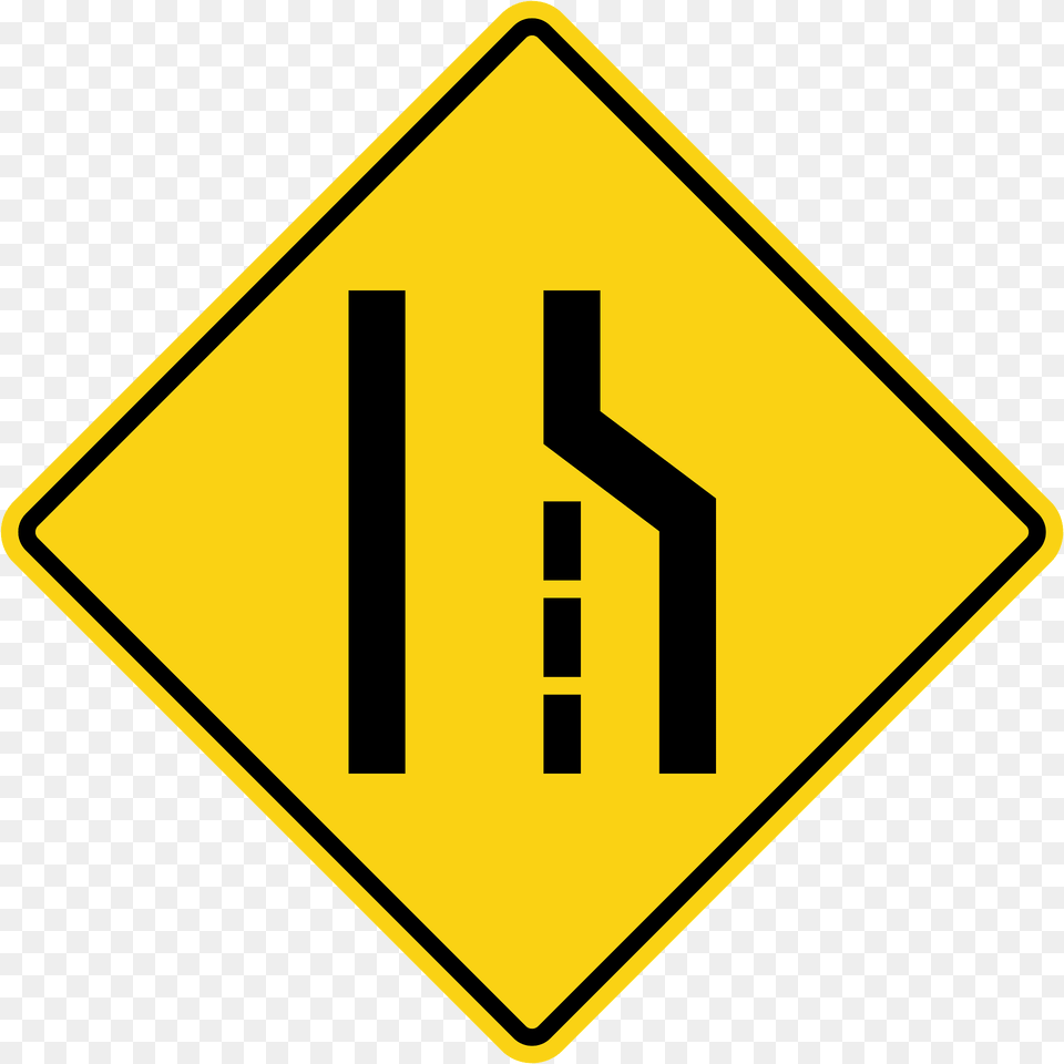 Lane Ends Ahead Sign In Ontario Clipart, Road Sign, Symbol Free Png