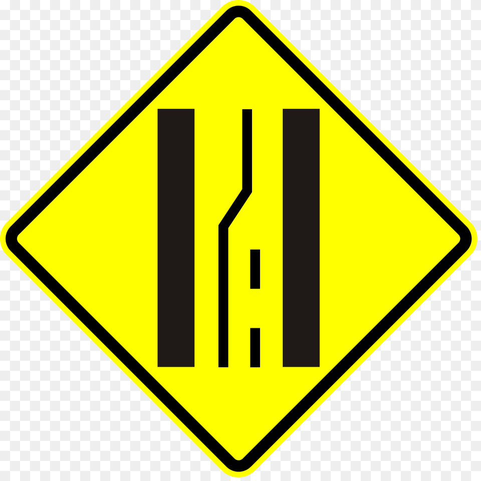 Lane Ends Ahead Sign In Panama Clipart, Road Sign, Symbol Png Image