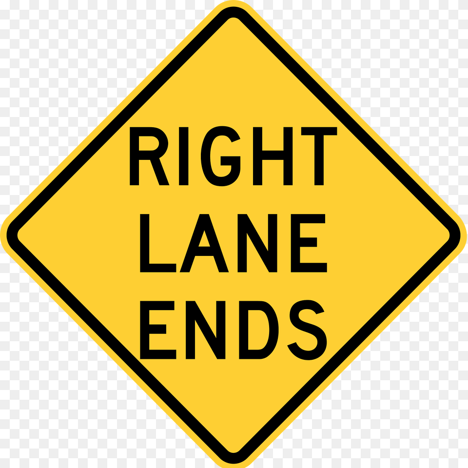 Lane Ends Ahead Sign In United States Clipart, Road Sign, Symbol Free Transparent Png