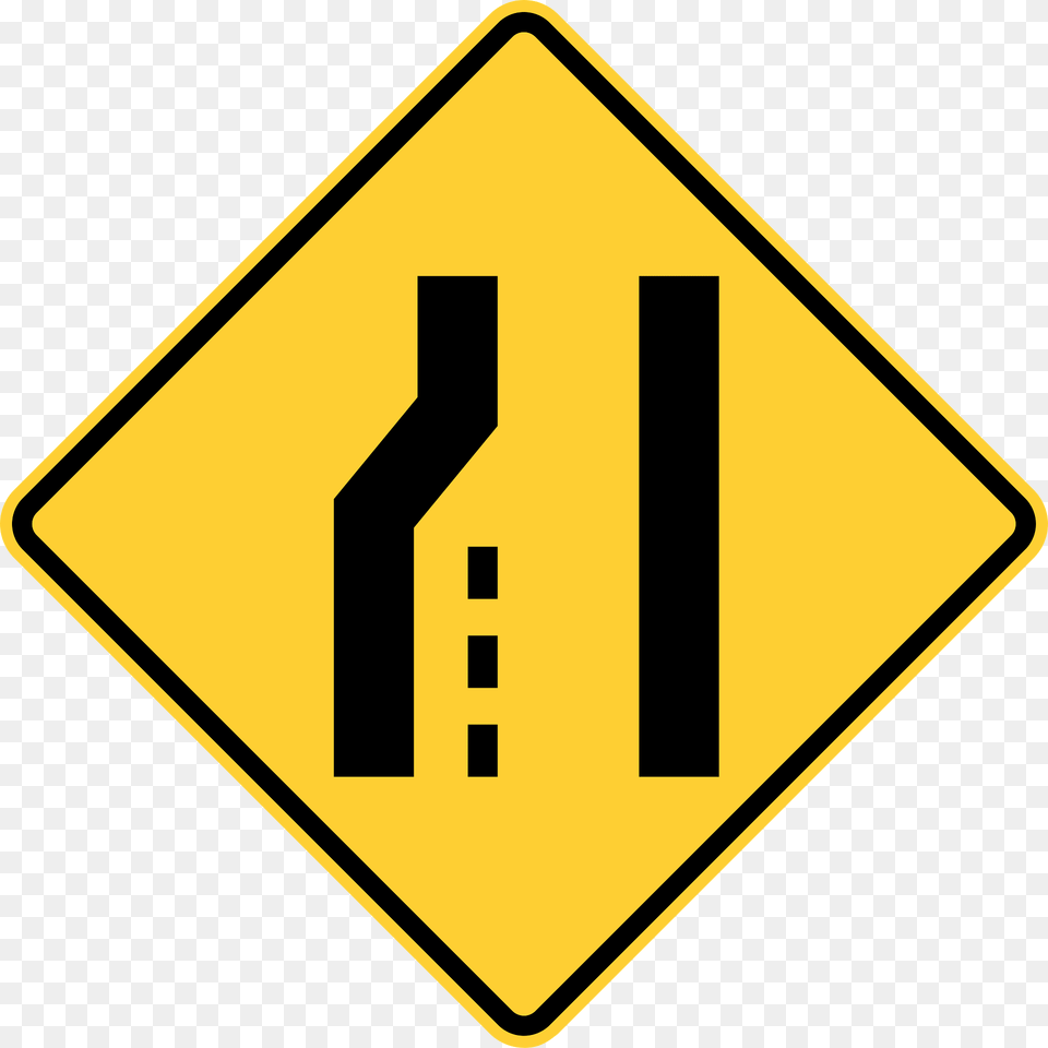 Lane Ends Clipart, Road Sign, Sign, Symbol Png Image