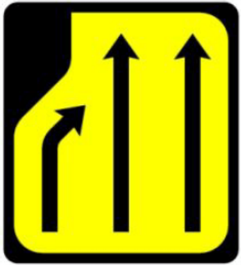 Lane Ends Sign In Ireland Clipart, Symbol, Road Sign Free Transparent Png