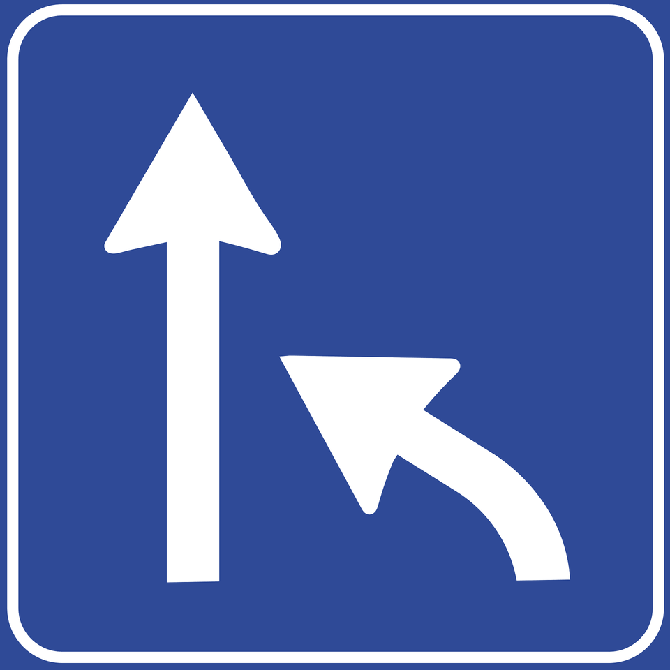 Lane Ends Sign In Italy Clipart, Symbol, Road Sign Free Transparent Png