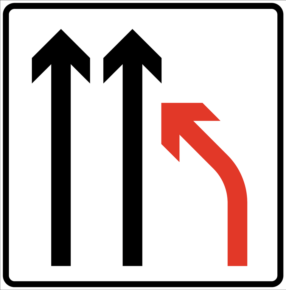 Lane Ends Sign In Norway Clipart, Symbol, Road Sign Free Transparent Png