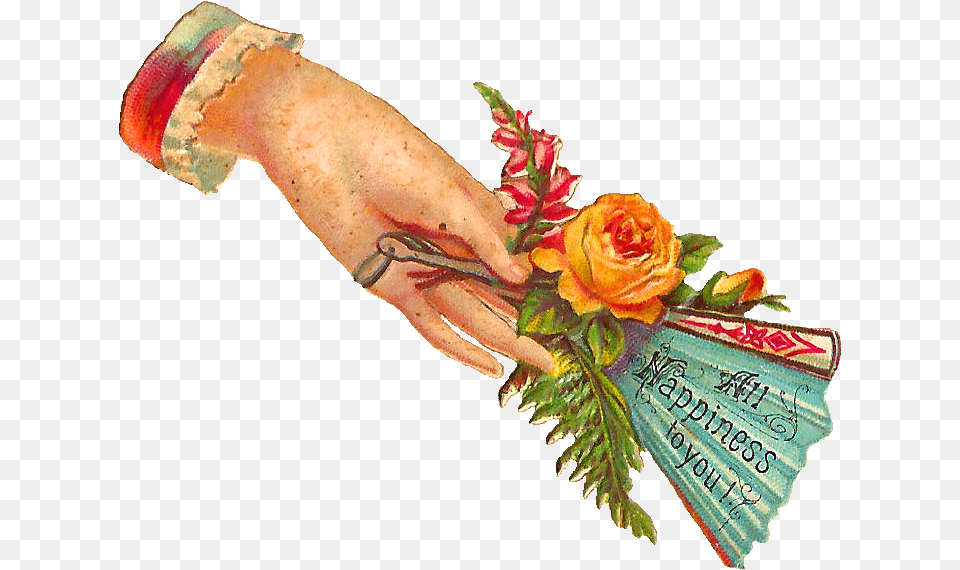 Language Of Flowers Victorian Hand Flower, Flower Arrangement, Flower Bouquet, Plant, Rose Free Png Download