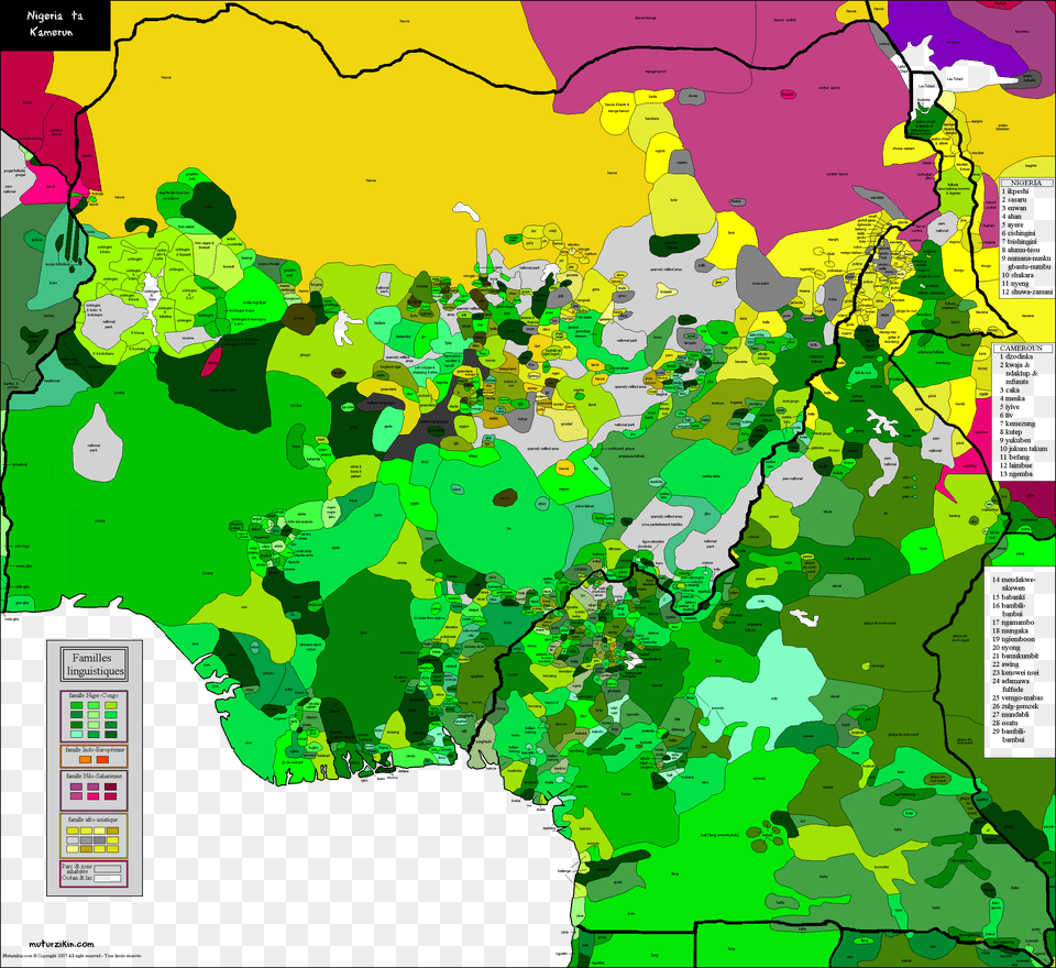 Languages Of Nigeria And Cameroon 2645 X 2425 Bordering Identity Processes Between The National, Chart, Plot, Map, Atlas Png Image