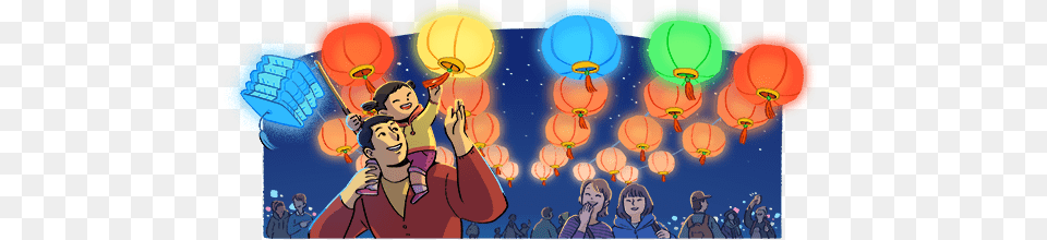 Lantern Festival Moon Festival Google Doodle 2018, Balloon, Baby, Person, Book Free Png