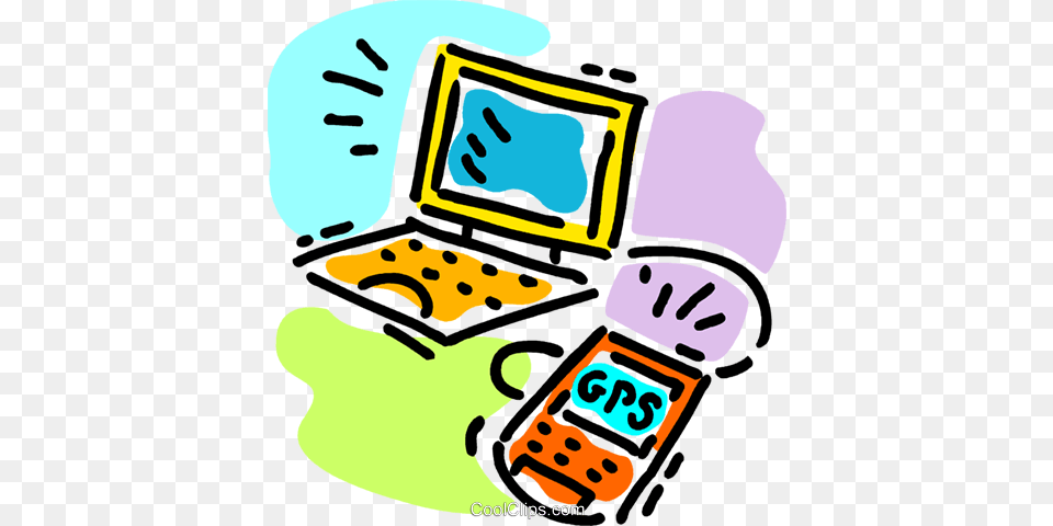 Laptop And A Gps Royalty Free Vector Clip Art Illustration, Computer, Electronics, Computer Hardware, Hardware Png