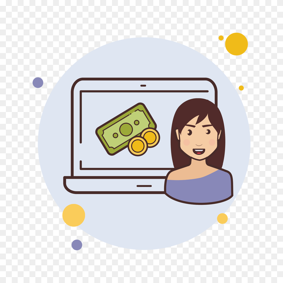 Laptop Cash Money Icon, Adult, Female, Person, Woman Free Png Download