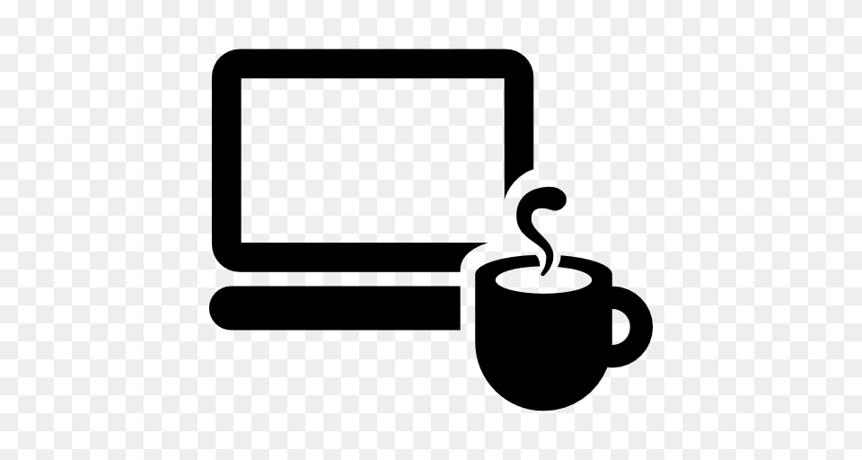 Laptop Computer Coffee Screen Working Business Work Icon, Gray Png Image
