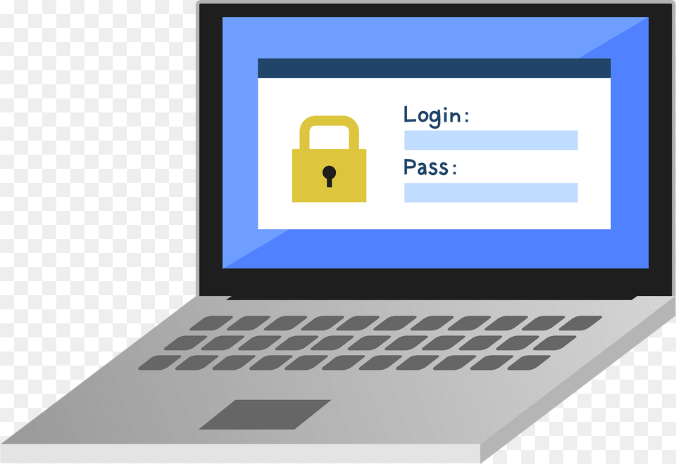 Laptop Computer Screen Is Showing Login And Password Clipart, Electronics, Pc Free Png Download