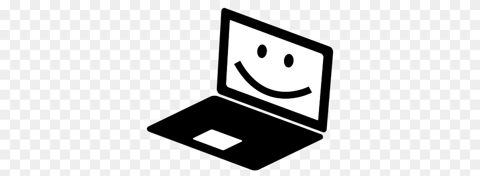 Laptop Icon With A Smile On The Screen Vector Clip Art Public, Stencil Free Transparent Png