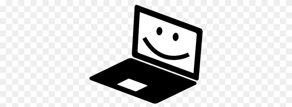 Laptop Icon With A Smile On The Screen Vector Clip Art Public, Stencil Png