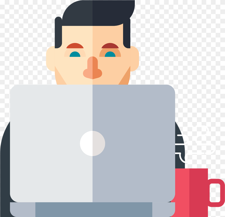 Laptop Information Technology Software Internet Transparent Background Office Worker Vector, Computer, Electronics, Pc, Face Free Png