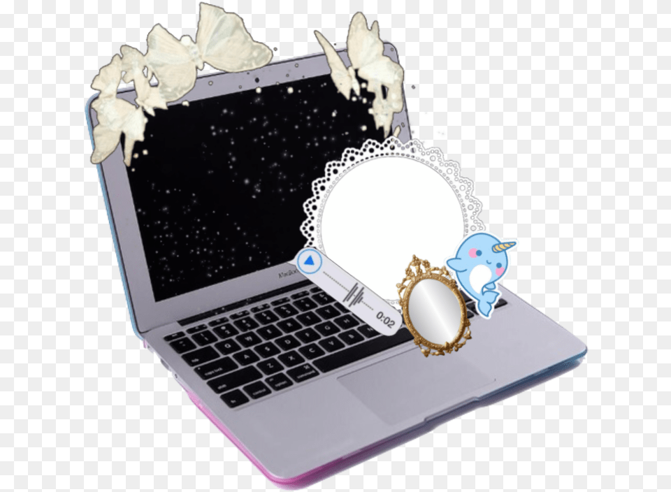 Laptop Kawaii Narwhal Whale Lace Computer Butterfly Input Device, Electronics, Pc, Computer Hardware, Hardware Free Png Download