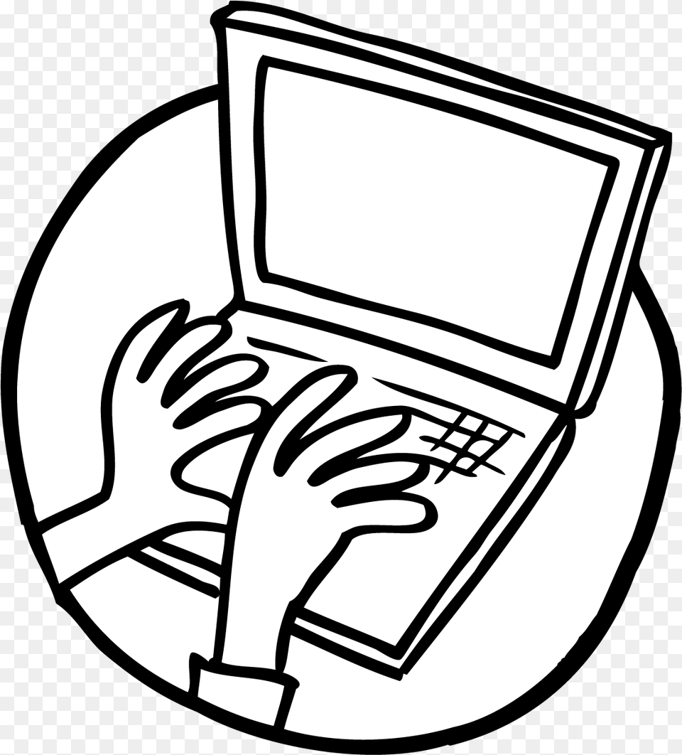 Laptop Line Drawing Laptop Draw, Computer, Electronics, Pc, Stencil Free Png Download