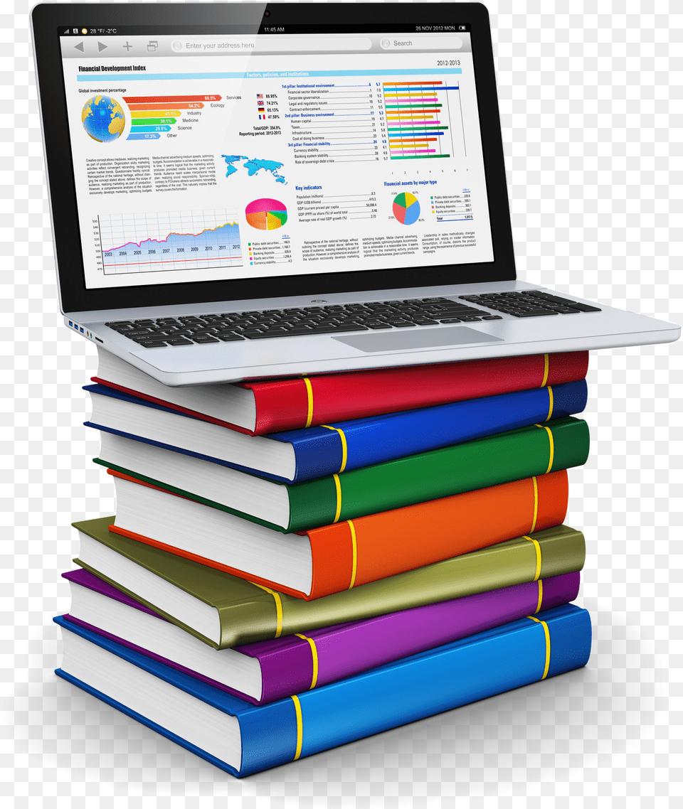 Laptop On Books, Computer, Electronics, Pc, Book Png Image