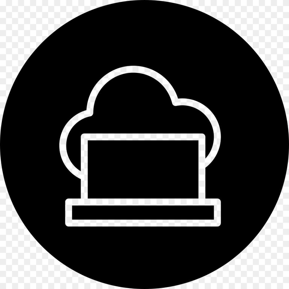 Laptop On Cloud Thin Outline Symbol In A Circle Icon Free, Stencil Png Image