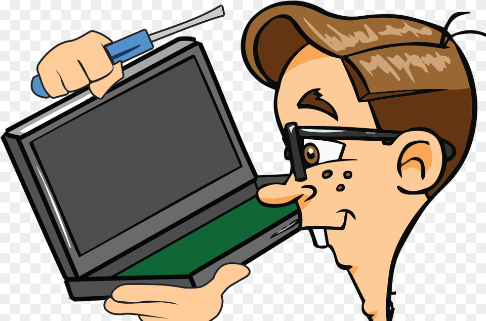 Laptop Repair Portland Clipart Computer Technician Cartoon, Electronics, Pc, Screen, Computer Hardware Png