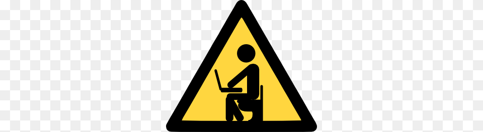Laptop User Sign Clip Art, Symbol, Triangle, Road Sign Png Image