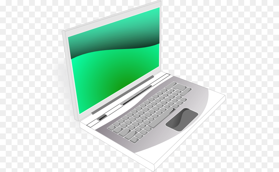 Laptop White Green Image Laptop Clipart Computer Cartoon, Electronics, Pc, Computer Hardware, Computer Keyboard Png