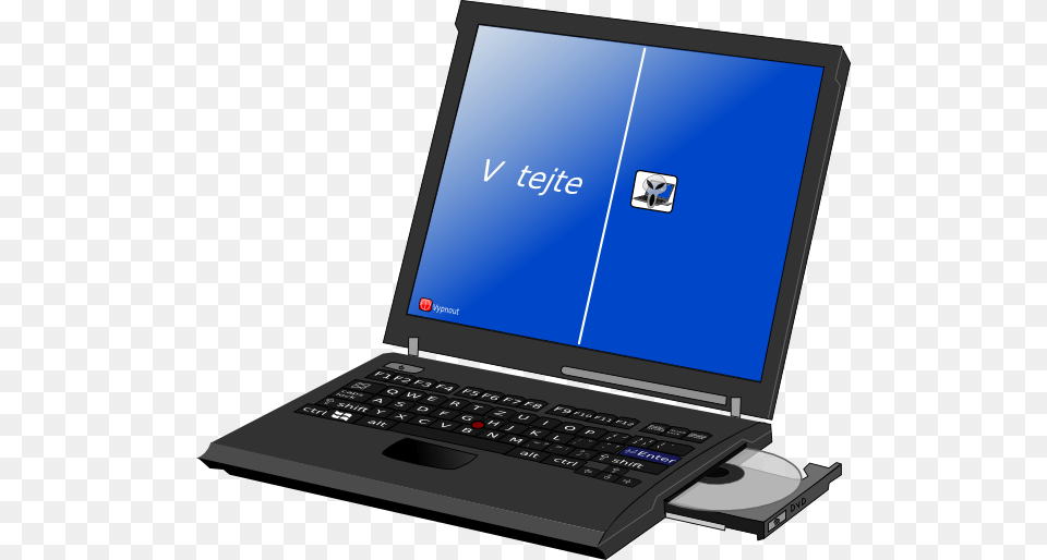 Laptop With Cd Room Open, Computer, Electronics, Pc Png Image