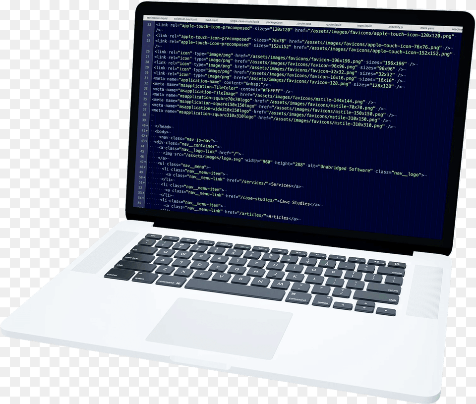 Laptop With Code On The Screen Web Design, Computer, Electronics, Pc, Computer Hardware Png