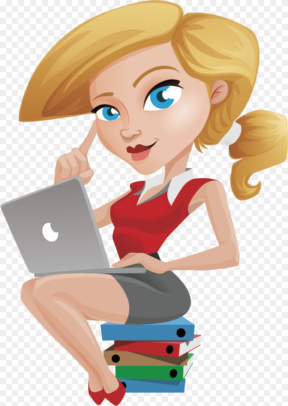 Laptop Woman Illustration Cartoon Characters Business Woman, Baby, Person, Face, Head Free Transparent Png