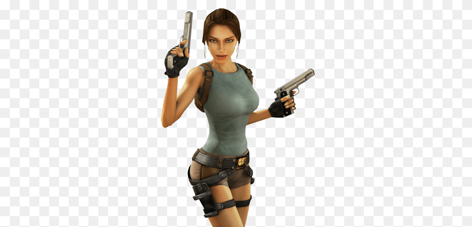 Lara Croft, Gun, Clothing, Costume, Weapon Free Png