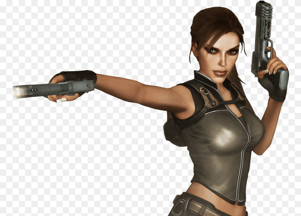 Lara Croft Girl Tomb Raider, Gun, Weapon, Handgun, Firearm Free Png Download