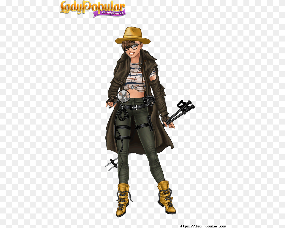 Lara Croft Lady Popular, Person, Clothing, Coat, Costume Free Png